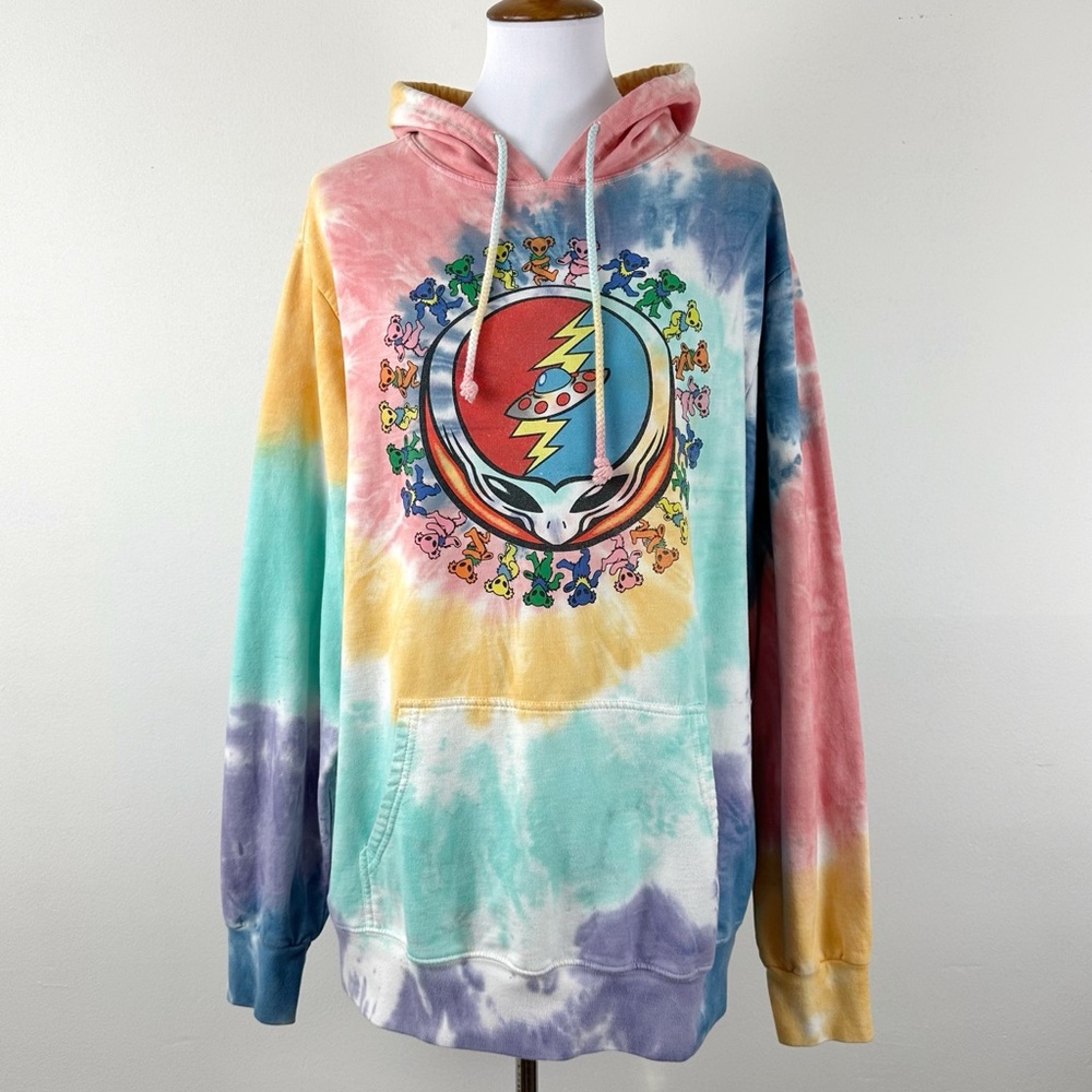 Tie-Dye Grateful Dead Style Pullover Hoodie - Multicolor